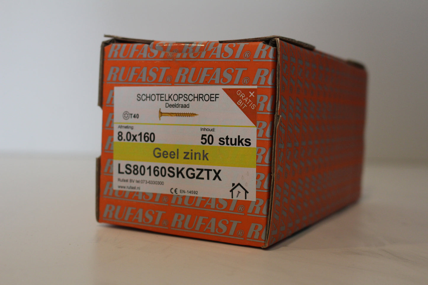 schotelkopschroef 8mm geel zink lengte 100 t/m 280