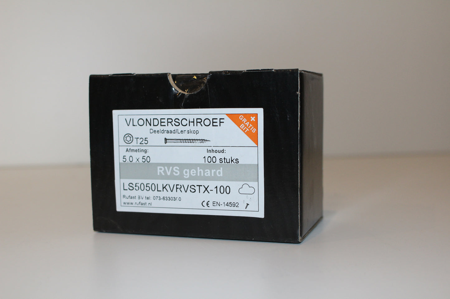 vlonderschroef 5x50 t/m  6x60  rvs gehard